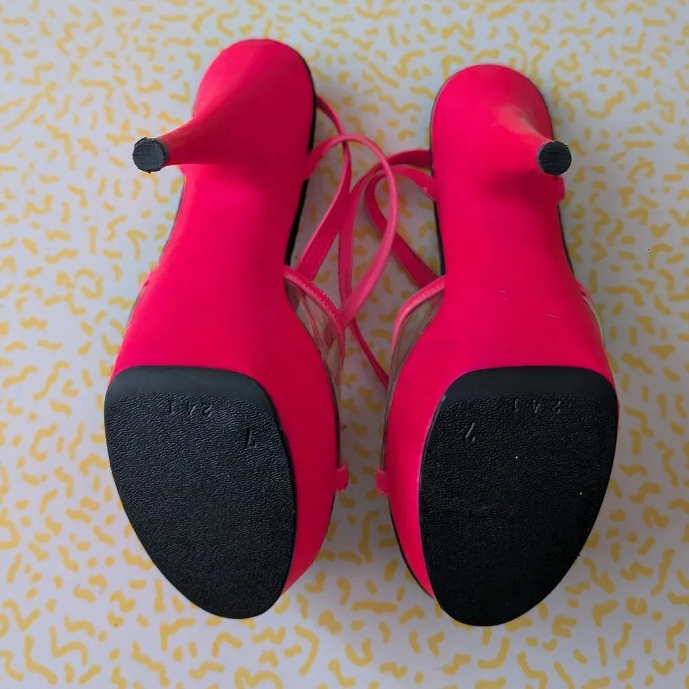 Luscious Neon Pink Glowing Platform Heels Size 7 - Picture 4 of 10